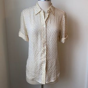 Equipment Silk Cream Gold Tone Button Down Shirt SP